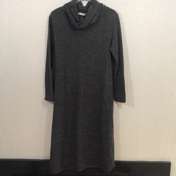Cocktail Gray Cowl Neck Sweater Dress - Picture 1 of 8